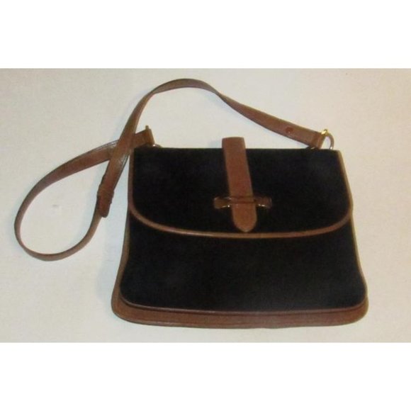 Mark Cross Vintage Black Suede Brown Leather Shoulder Bag - Picture 7 of 12